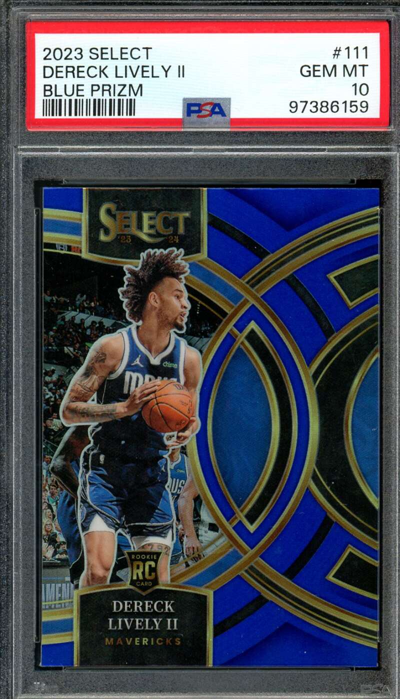 Dereck Lively II Rookie Card 2023-24 Select Blue Prizm #111 PSA 10 Image 1