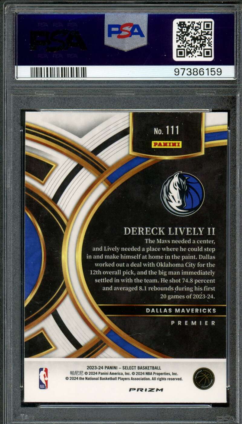 Dereck Lively II Rookie Card 2023-24 Select Blue Prizm #111 PSA 10 Image 2