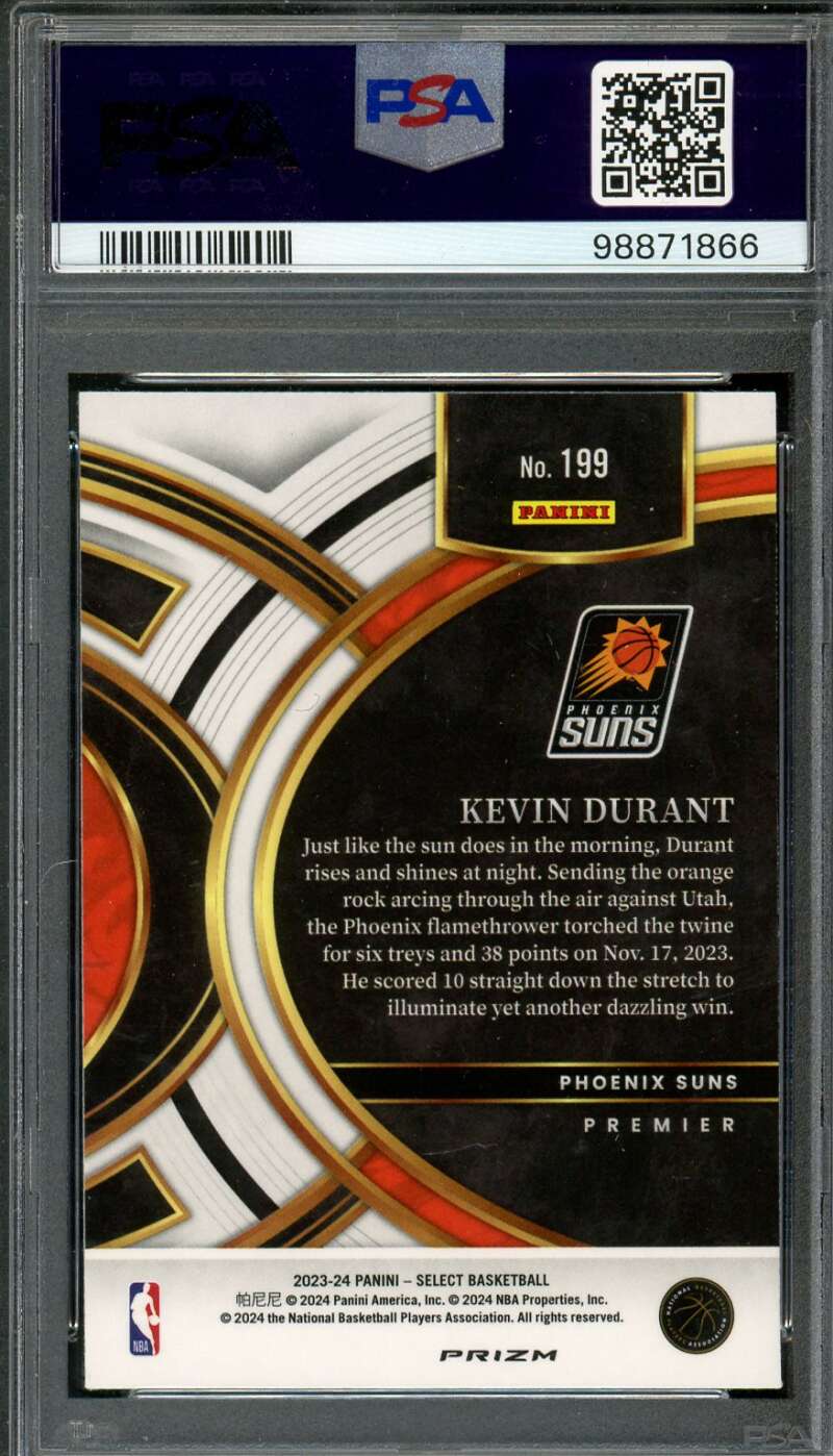 Kevin Durant Card 2023-24 Select Geen/White/Purple Prizm (pop 2) #199 PSA 10 Image 2