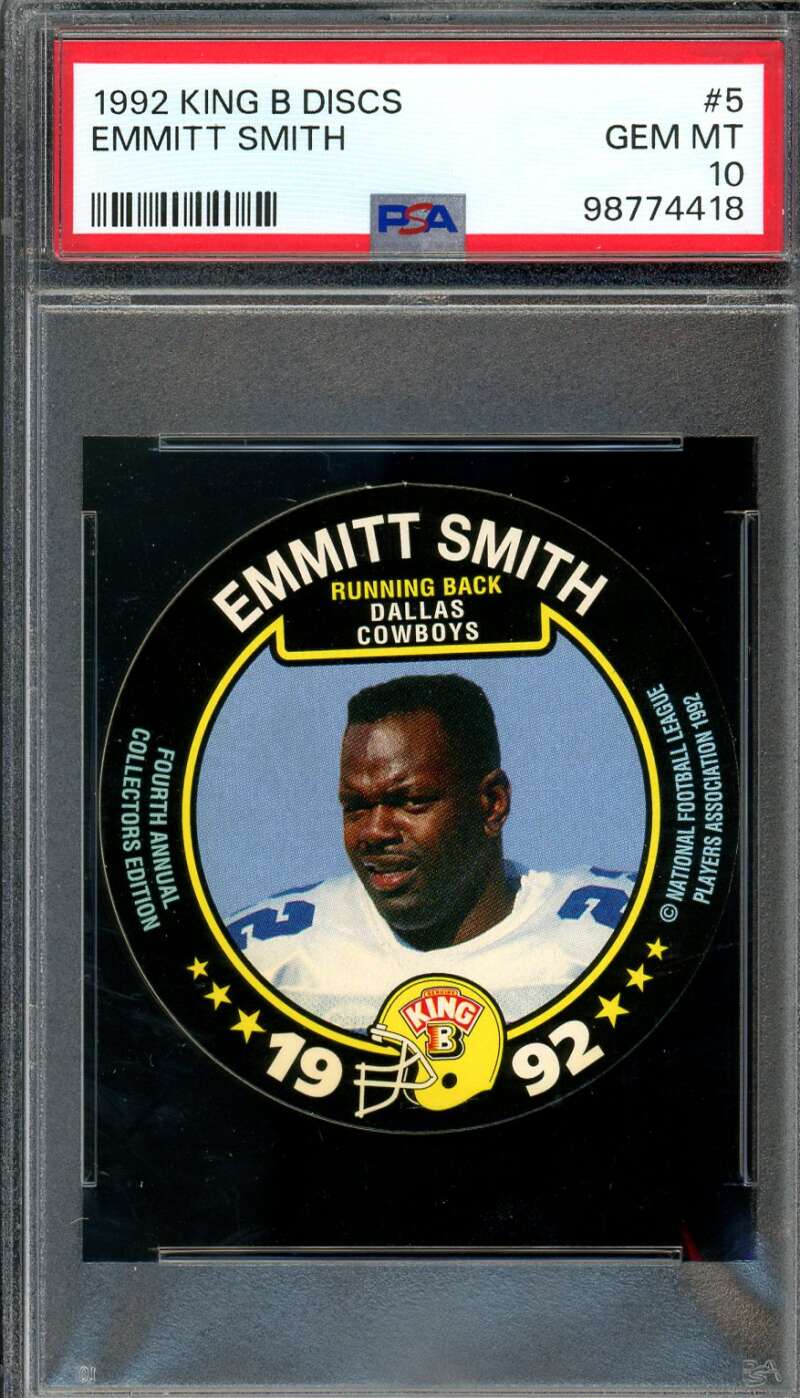 Emmitt Smith Card 1992 King B Discs #5 (pop 2) PSA 10 Image 1