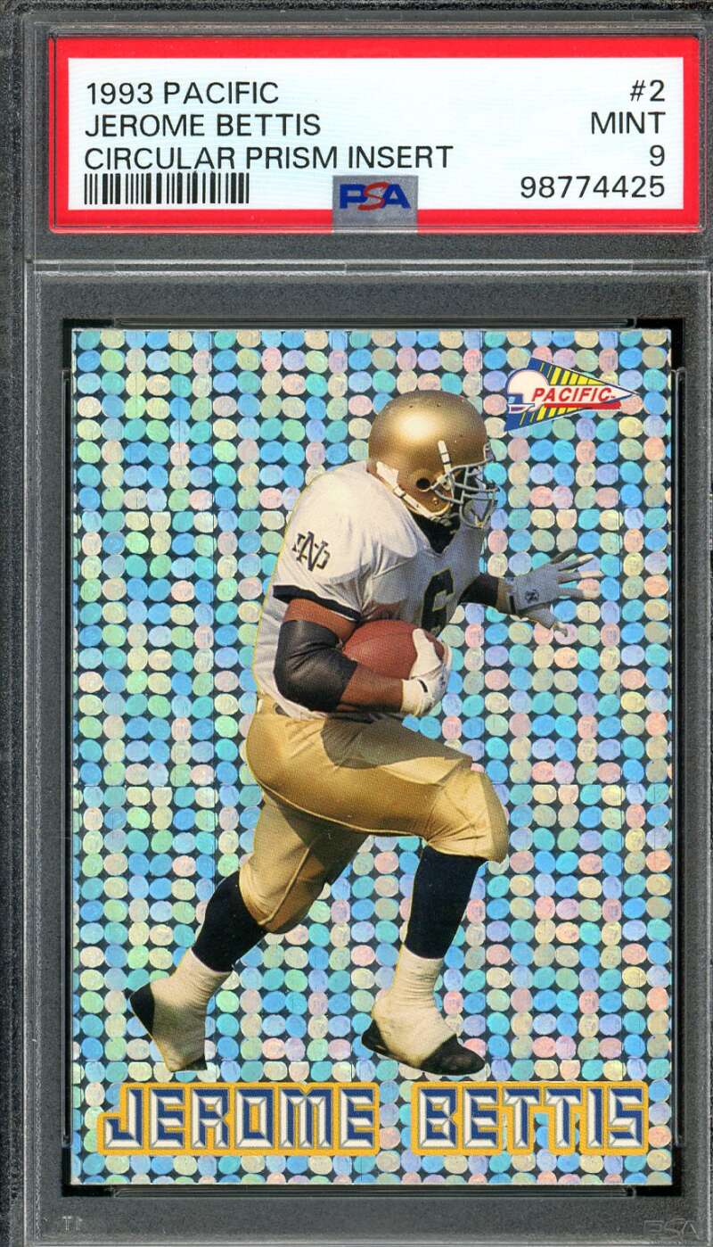 Jerome Bettis Rookie Card 1993 Pacific Circular Prism Insert (pop 7) #2 PSA 9 Image 1