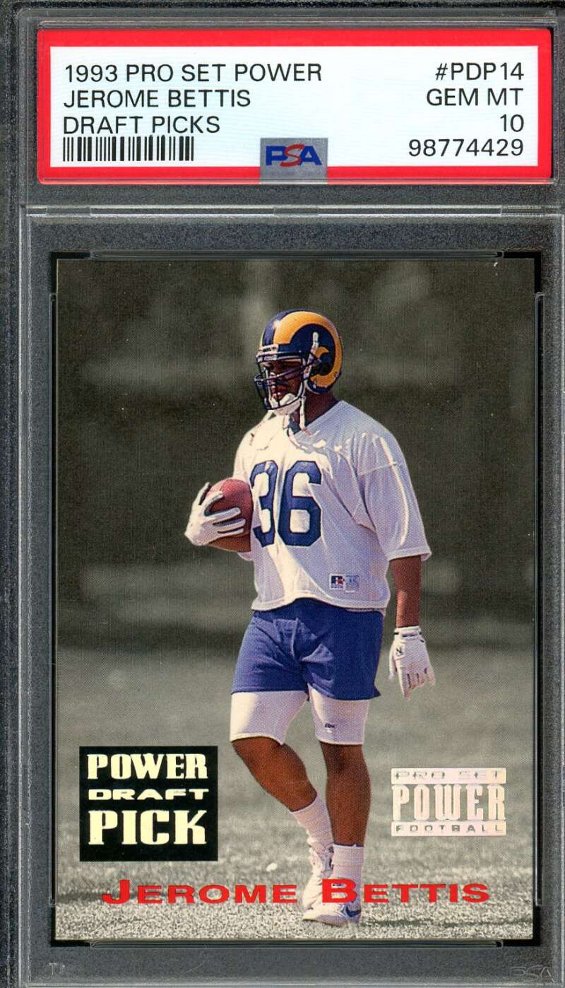 Jerome Bettis Rookie Card 1993 Pro Set Power #PDP 14 PSA 10 Image 1