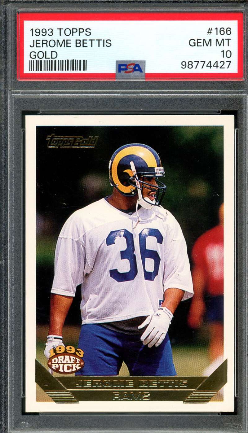 Jerome Bettis Rookie Card 1993 Topps Gold (pop 20) #166 PSA 10 Image 1