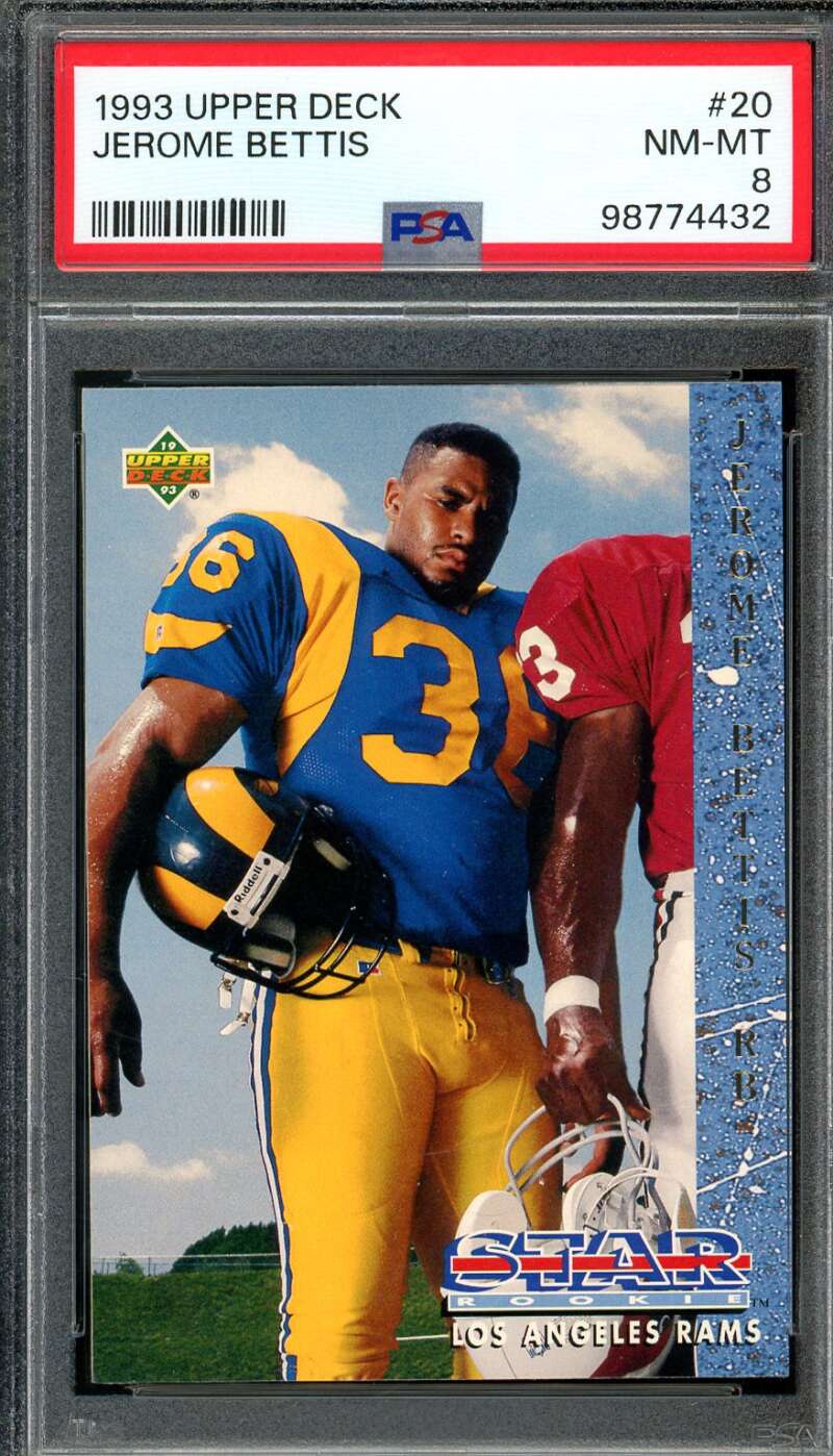 Jerome Bettis Rookie Card 1993 Upper Deck #20 PSA 8 Image 1