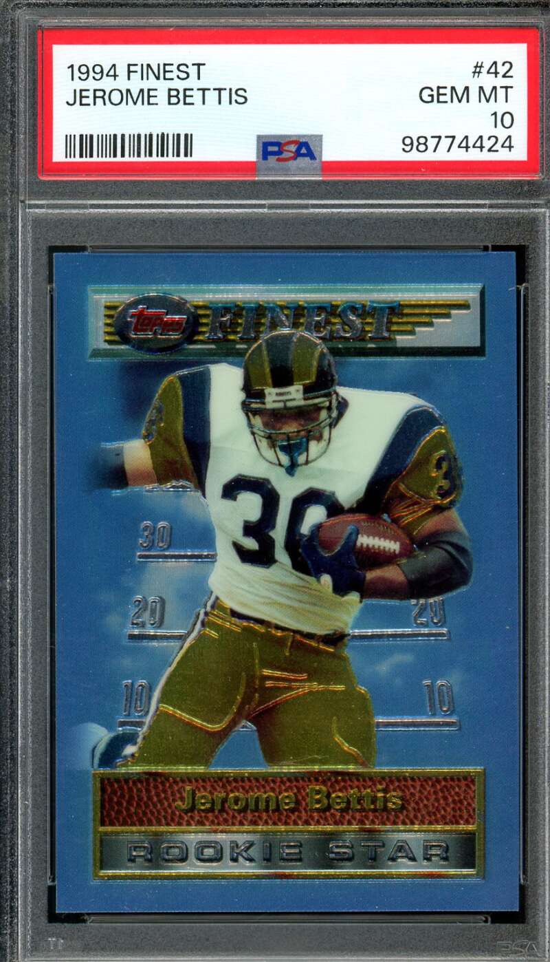 Jerome Bettis Rookie Star 1994 Finest #42 PSA 10 Image 1