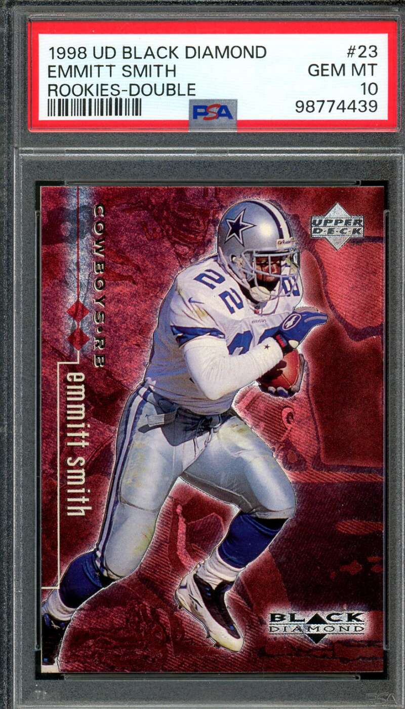 Emmitt Smith Card 1998-99 U.D. Black Diamond Double (pop 2) #23 PSA 10 Image 1