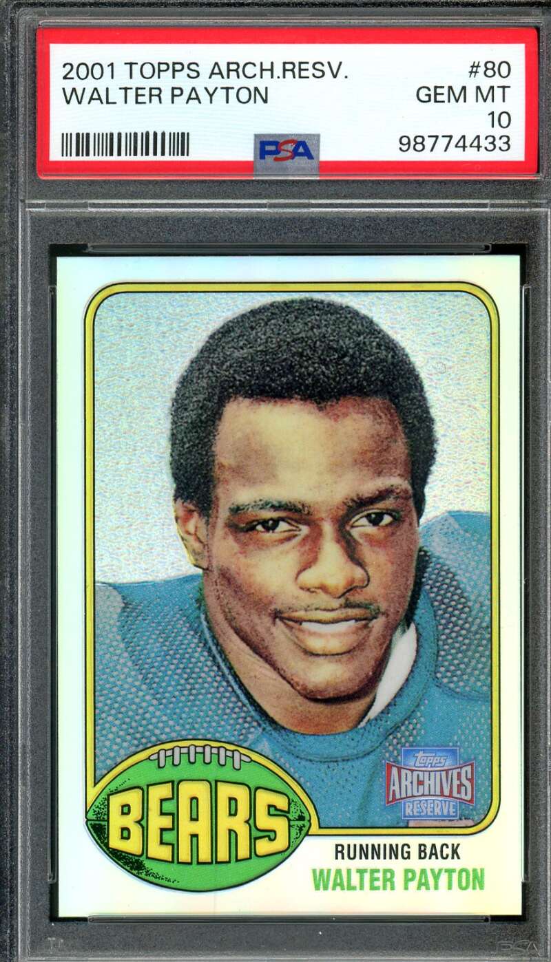 Walter Payton Card 2001 Topps Archives Reserve (pop 18) #80 PSA 10 Image 1