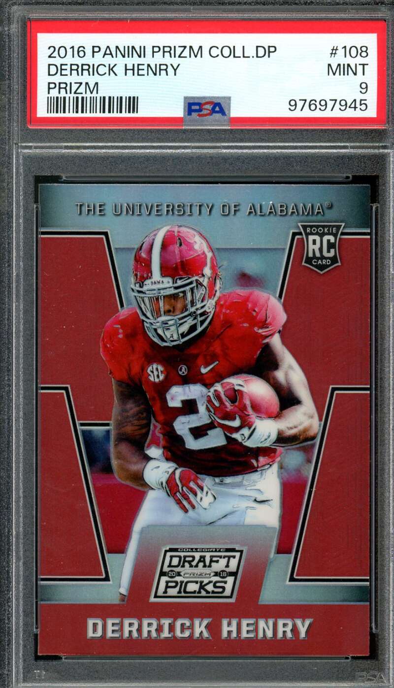 Derrick Henry Rookie Card 2016 Panini Prizm Coll DP Prizm Red #108 PSA 9 Image 1