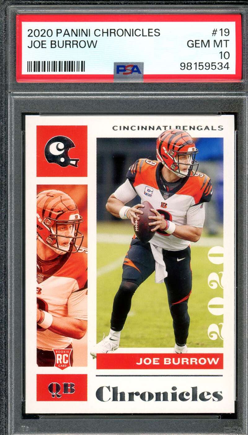 Joe Burrow Rookie Card 2020 Panini Chronicles #19 PSA 10 Image 1