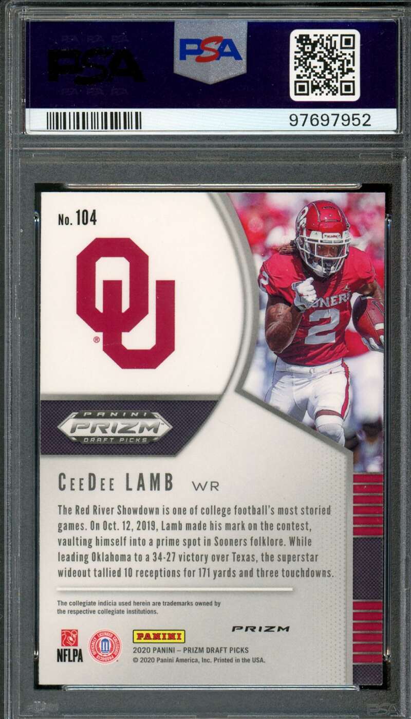 CeeDee Lamb Rookie Card 2020 Panini Prizm DP Silver Prizm #104 PSA 10 Image 2