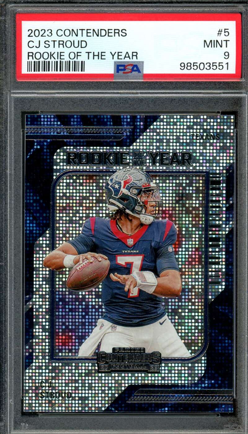 C.J. Stroud Rookie Card 2023 Contenders Rookie Of The Year #5 PSA 9 Image 1