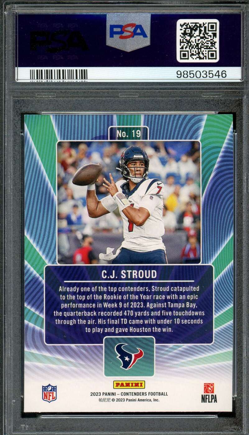 C.J. Stroud Rookie Card 2023 Contenders Winning Ticket #19 PSA 10 Image 2