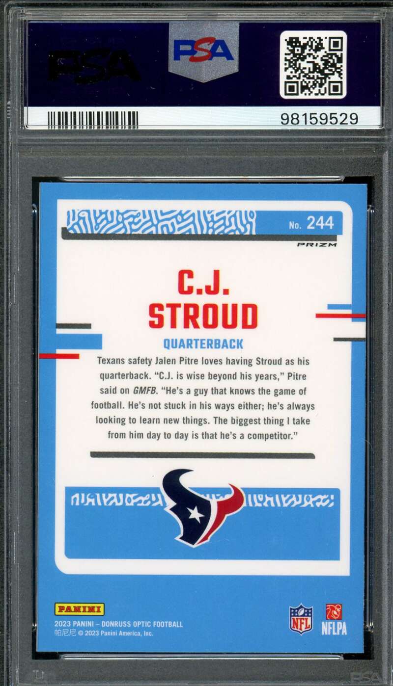 C.J. Stroud Rookie Card 2023 Donruss Optic #244 PSA 10 Image 2