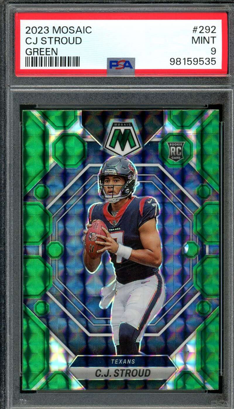 C.J. Stroud Rookie Card 2023 Mosaic Green #292 PSA 9 Image 1