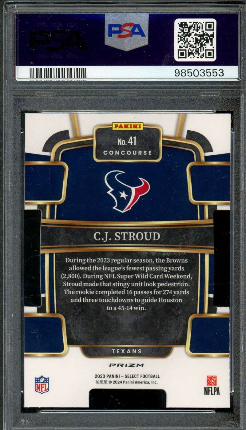 C.J. Stroud Rookie Card 2023 Select Die-Cut Red Blue Prizm #41 PSA 9 Image 2