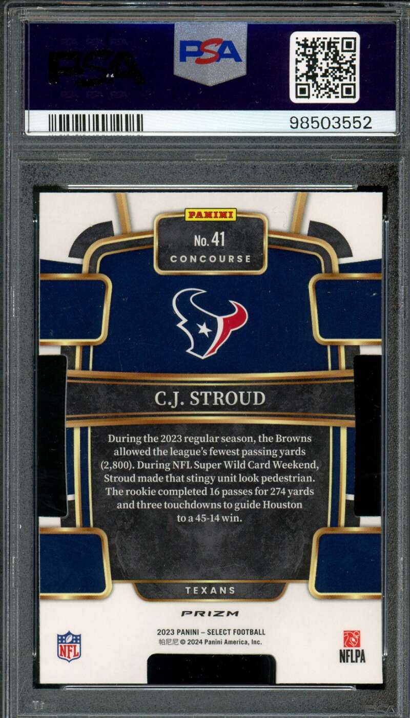 C.J. Stroud Rookie Card 2023 Select Die-Cut Red Blue Prizm #41 PSA 10 Image 2