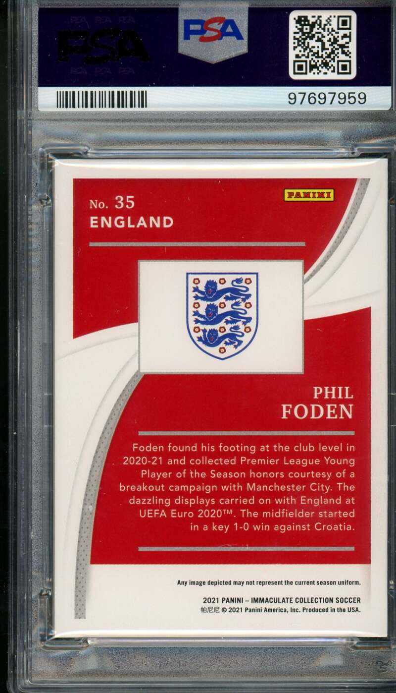 Phil Foden Card 2021-22 Immaculate Bronze (#d 4/49) (pop 2) #35 PSA 8 Image 2