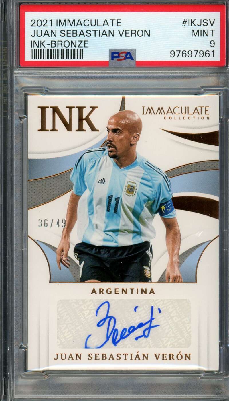 Juan Sebastian Veron 2021 Immaculate Ink-Bronze (36/49) (pop 1) #Ikjsv PSA 9 Image 1