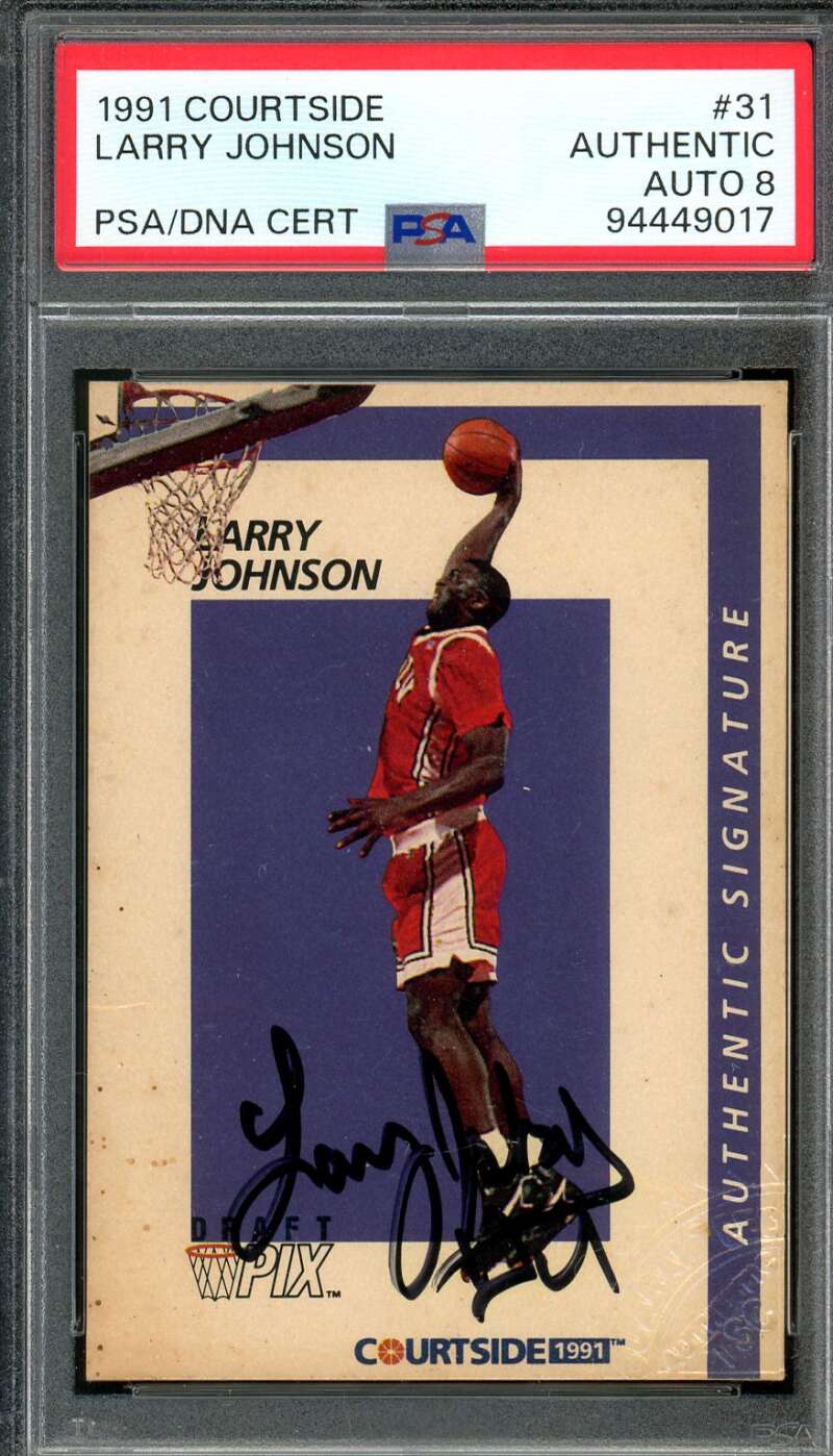 Larry Johnson Rookie Card 1991 Courtside Authentic Auto #31 PSA/DNA Certified Image 1