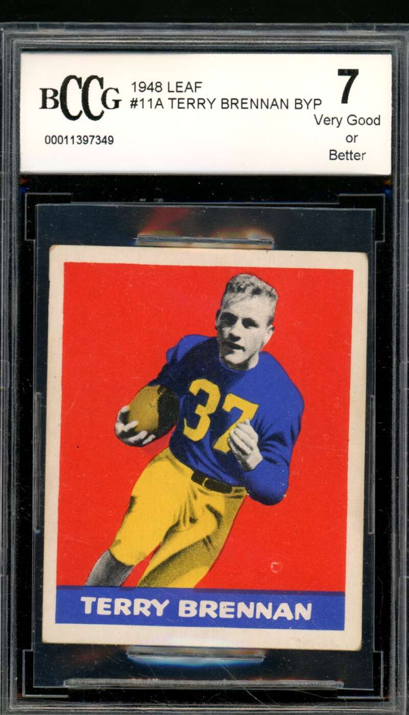 Terry Brennan Rookie Card 1948 Leaf #11A BGS BCCG 7 Image 1