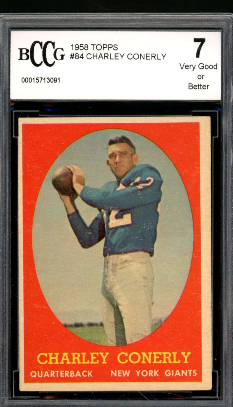 Charley Conerly Card 1958 Topps #84 BGS BCCG 7 Image 1