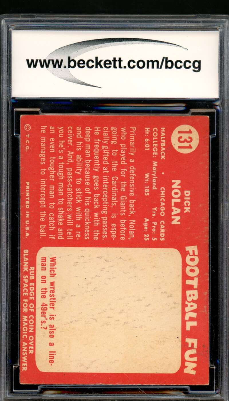 Dick Nolan Card Rookie 1958 Topps #131 BGS BCCG 9 Image 2