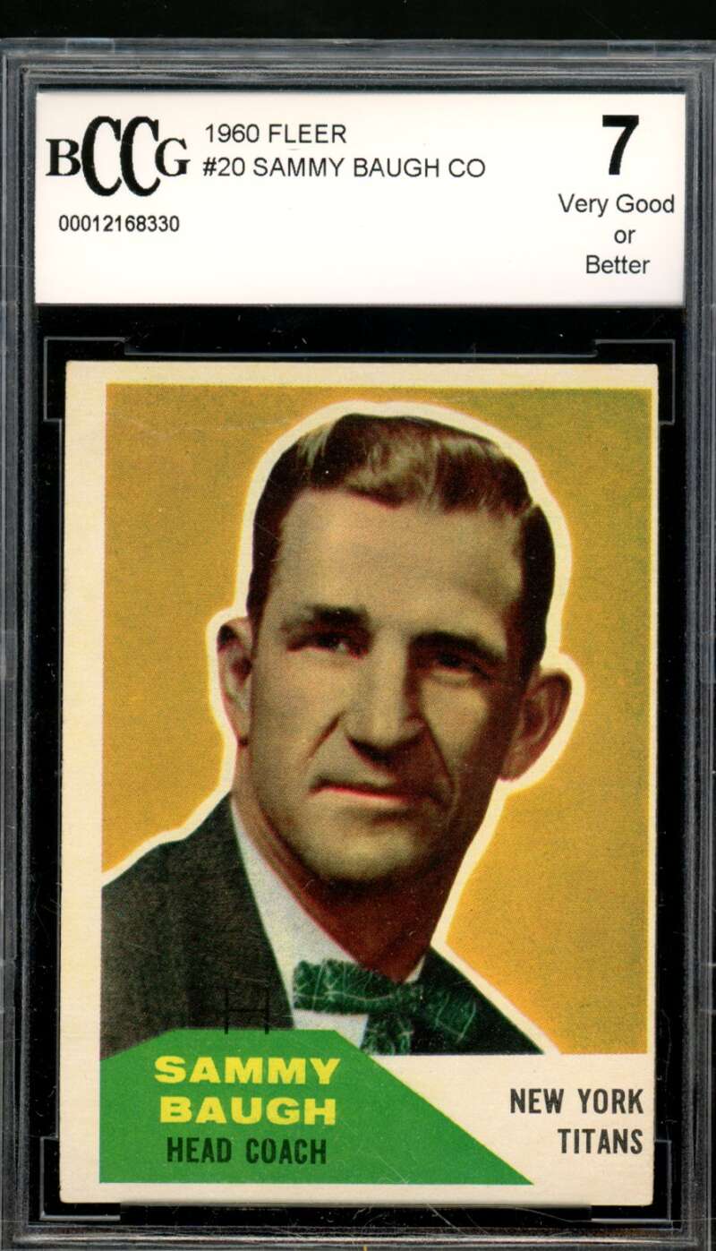 Sammy Baugh Card 1960 Fleer #20 BGS BCCG 7 Image 1