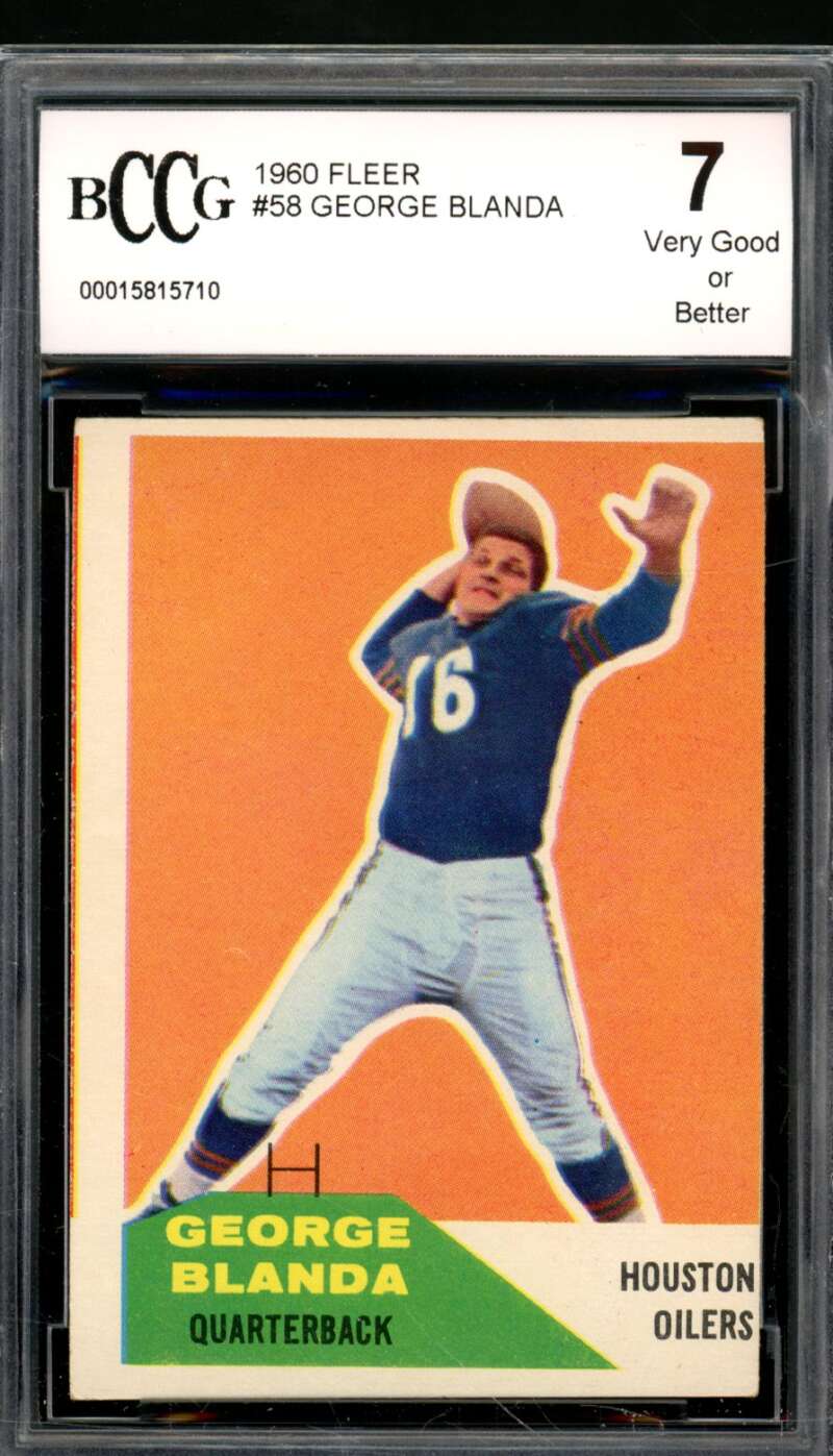 George Blanda Card 1960 Fleer #58 BGS BCCG 7 (Read) Image 1