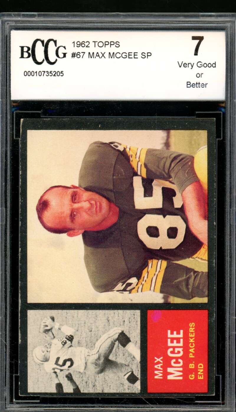 Max McGee Card 1962 Topps #67 BGS BCCG 7 Image 1