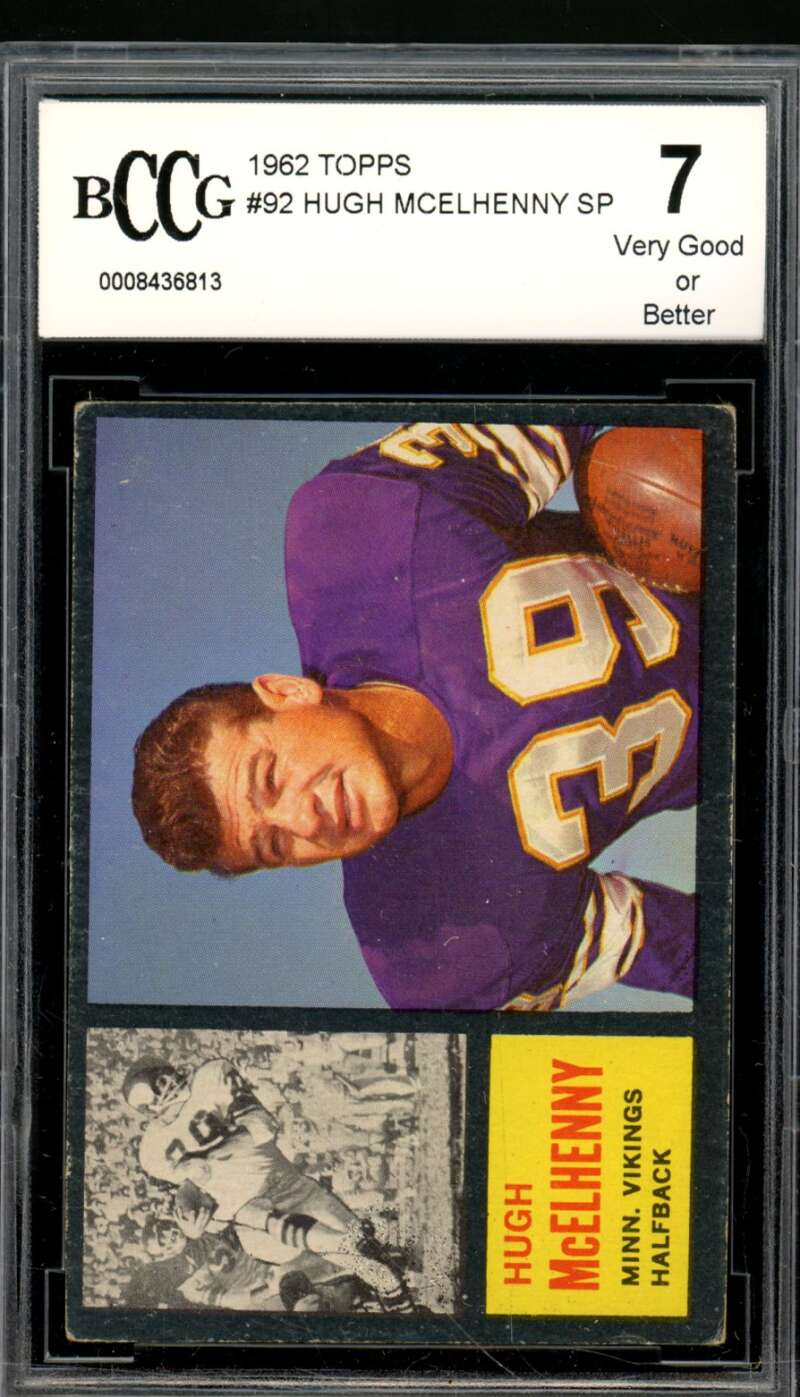 Hugh McElhenny Card 1962 Topps #92 BGS BCCG 7 Image 1