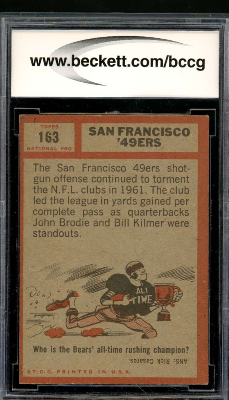 San Francisco 49ers Team Card Card 1962 Topps #163 BGS BCCG 8 Image 2