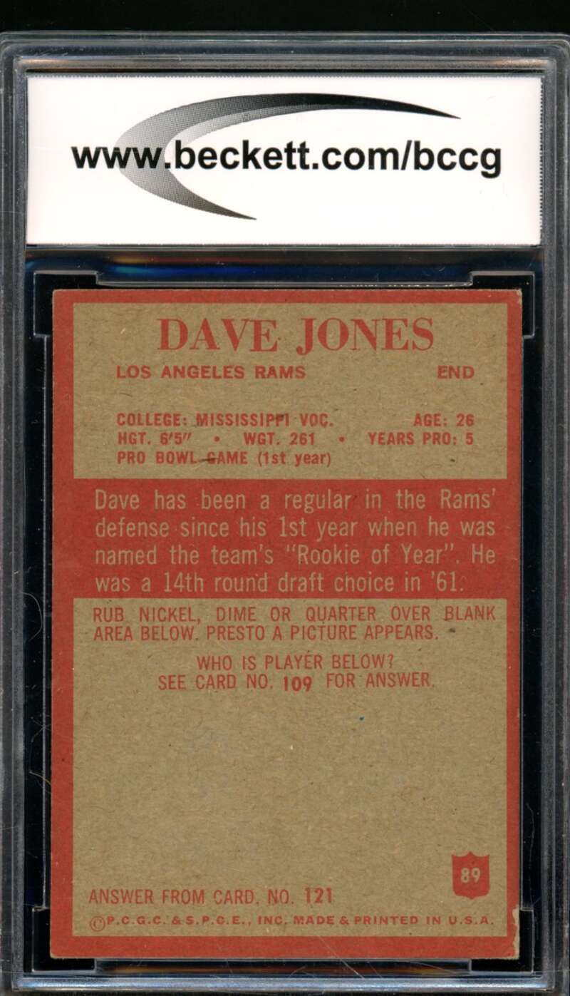 Deacon Jones Card 1965 Philadelphia #89 BGS BCCG 7 Image 2