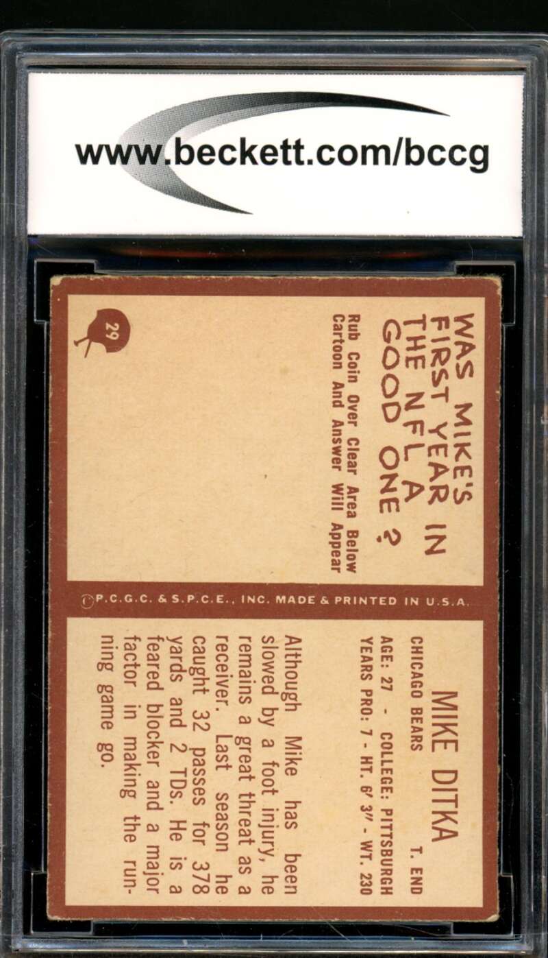 Mike Ditka Card 1967 Philadelphia #29 BGS BCCG 6 Image 2