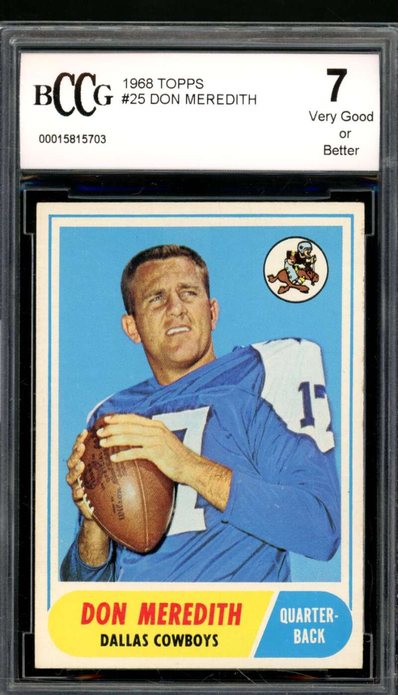 Don Meredith Card 1968 Topps #25 BGS BCCG 7 Image 1