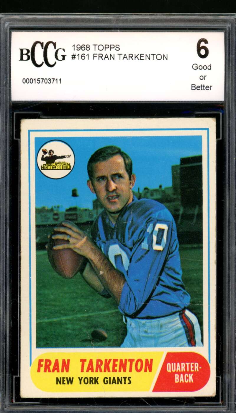 Fran Tarkenton Card 1968 Topps #161 BGS BCCG 6 Image 1