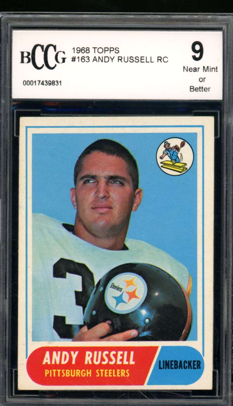 Andy Russell Rookie Card 1968 Topps #163 BGS BCCG 9 Image 1