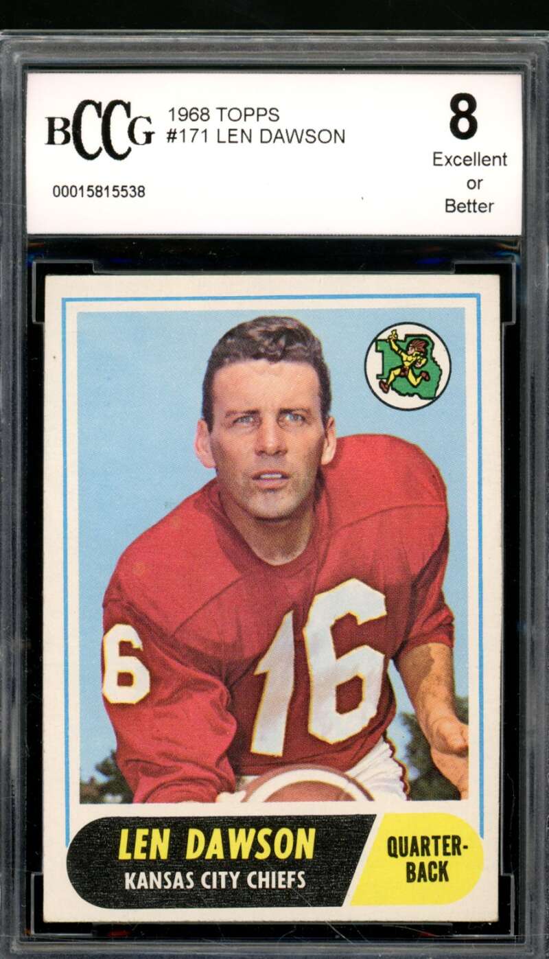 Len Dawson Card 1968 Topps #171 BGS BCCG 8 Image 1