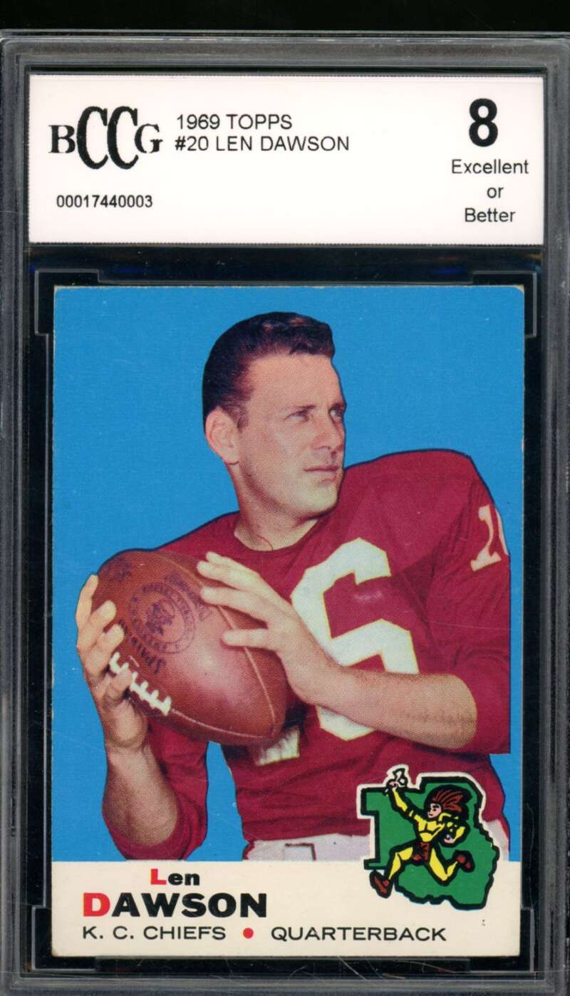 Len Dawson Card 1969 Topps #20 BGS BCCG 8 Image 1