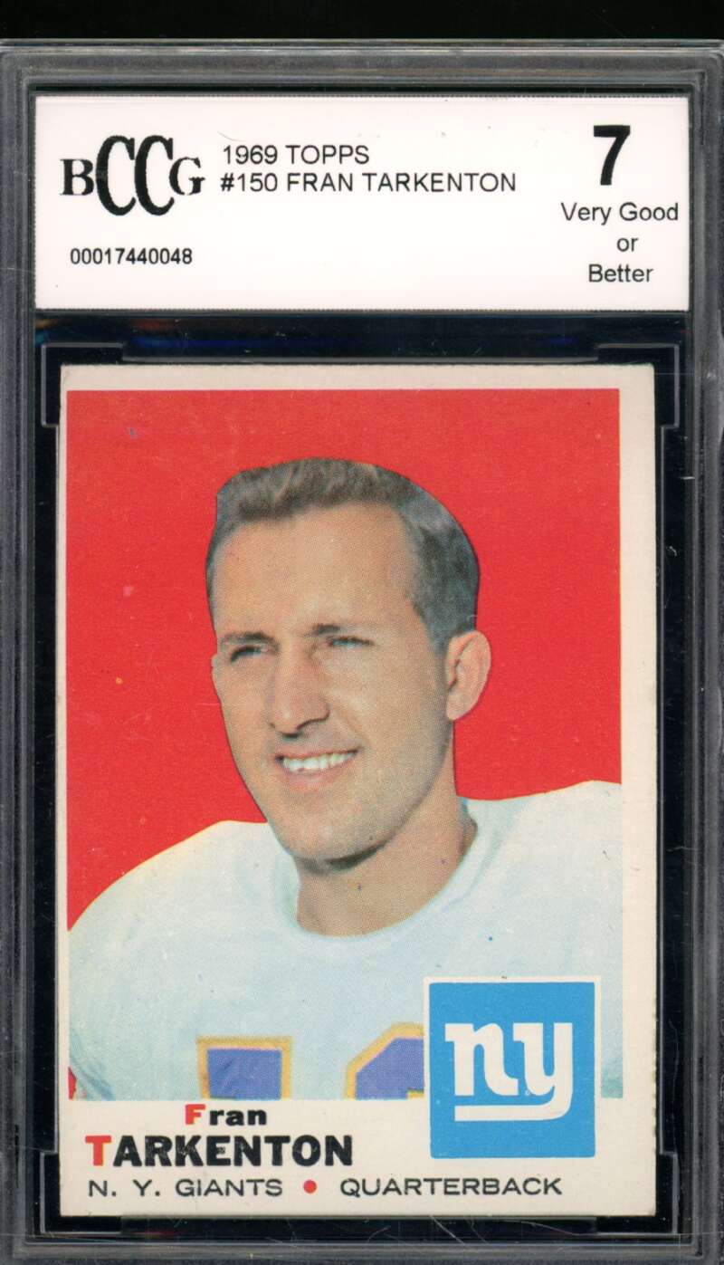 Fran Tarkenton Card 1969 Topps #150 BGS BCCG 7 Image 1