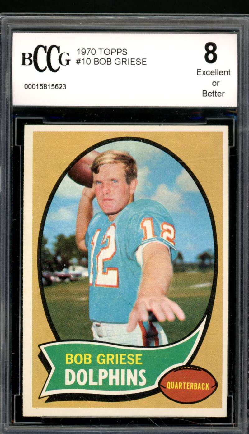 Bob Griese Card 1970 Topps #10 BGS BCCG 8 Image 1