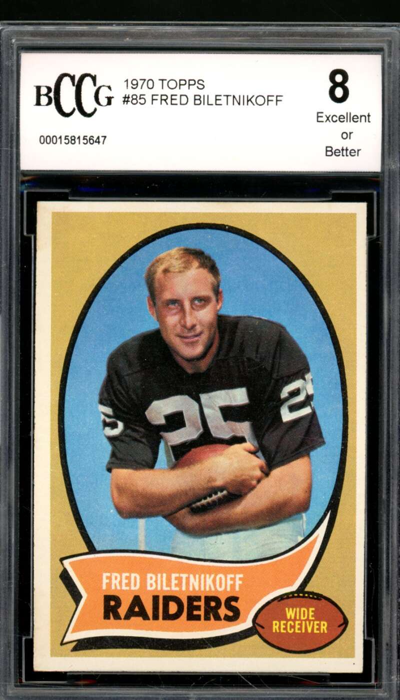 Fred Biletnikoff Card 1970 Topps #85 BGS BCCG 8 Image 1