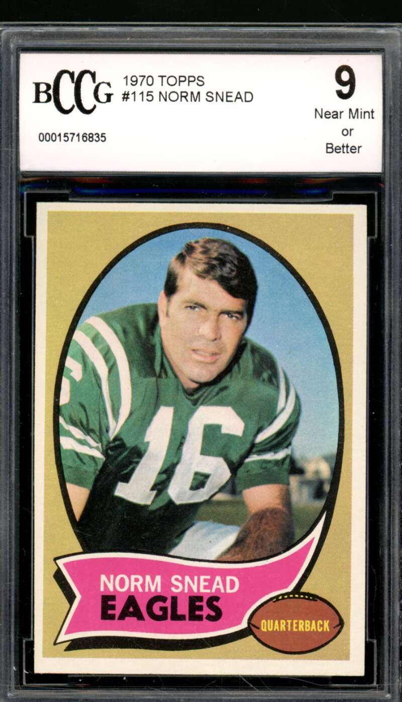 Norm Snead Card 1970 Topps #115 BGS BCCG 9 Image 1