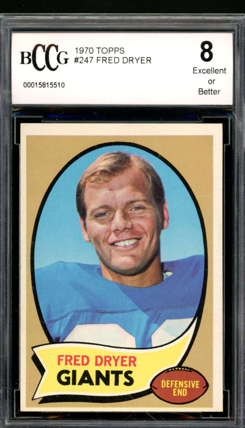 Fred Dryer Rookie Card 1970 Topps #247 BGS BCCG 8 (Read) Image 1