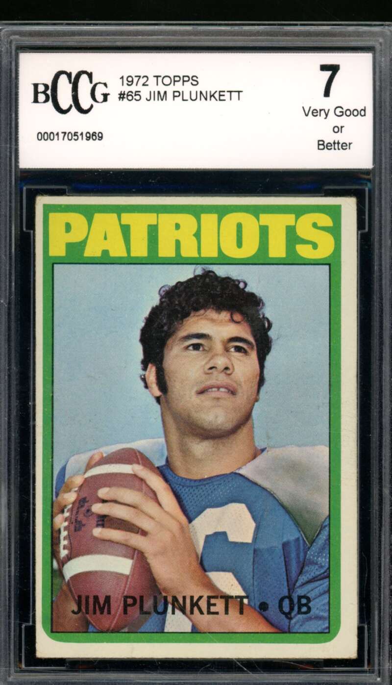 Jim Plunkett Rookie Card 1972 Topps #65 BGS BCCG 7 Image 1