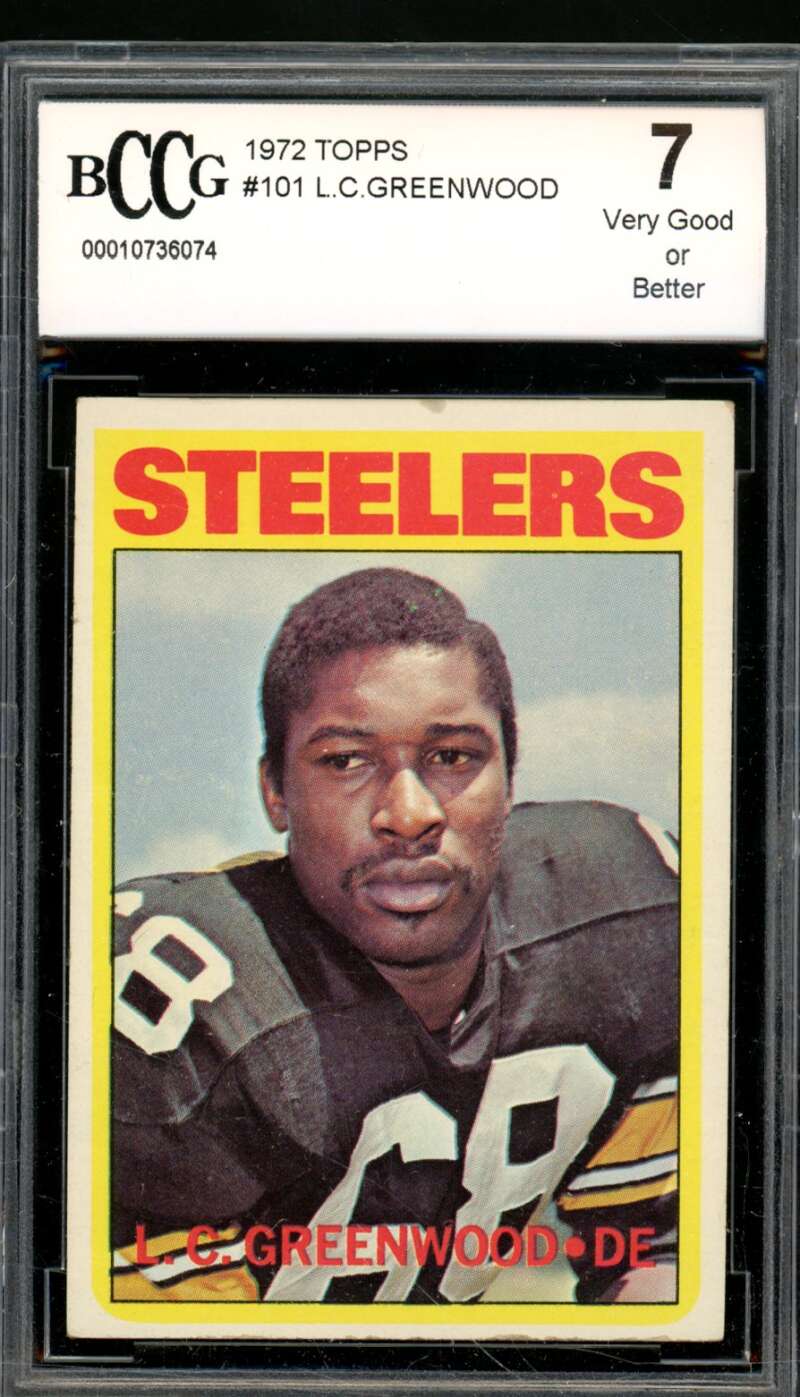 L.C. Greenwood Rookie Card 1972 Topps #101 BGS BCCG 7 Image 1