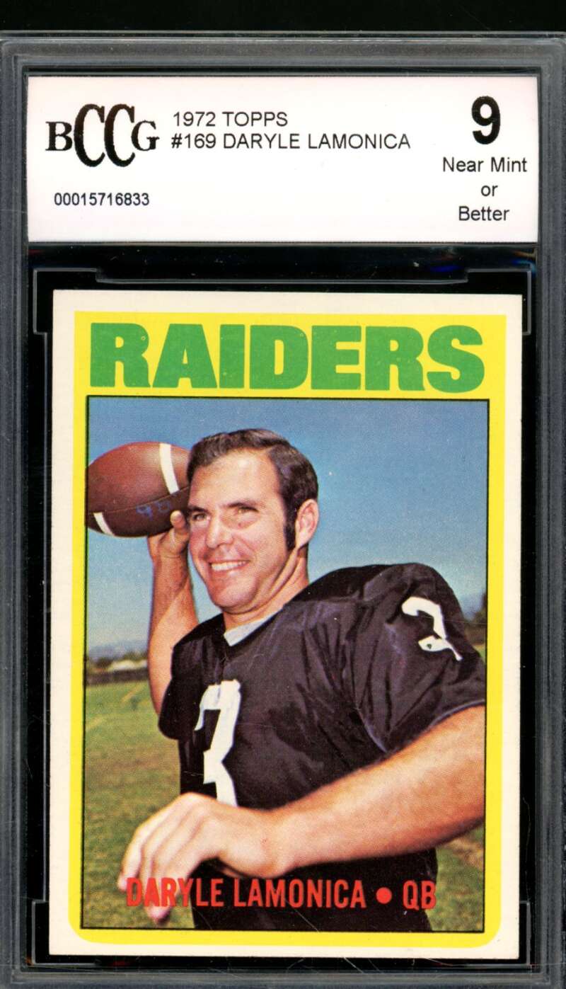 Daryle Lamonica Card 1972 Topps #169 BGS BCCG 9 Image 1