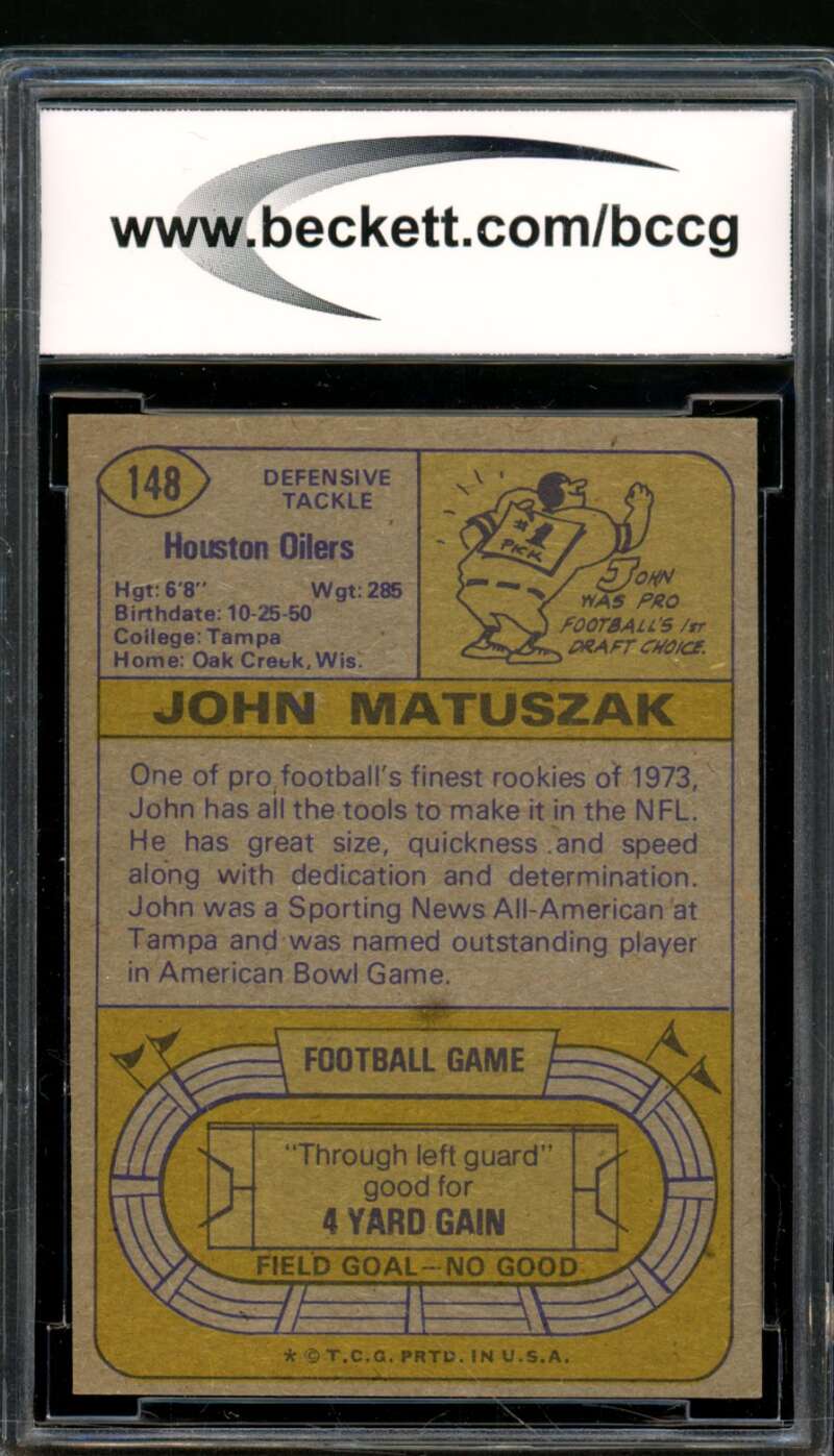 John Matuszak Rookie Card 1974 Topps #148 BGS BCCG 8 Image 2