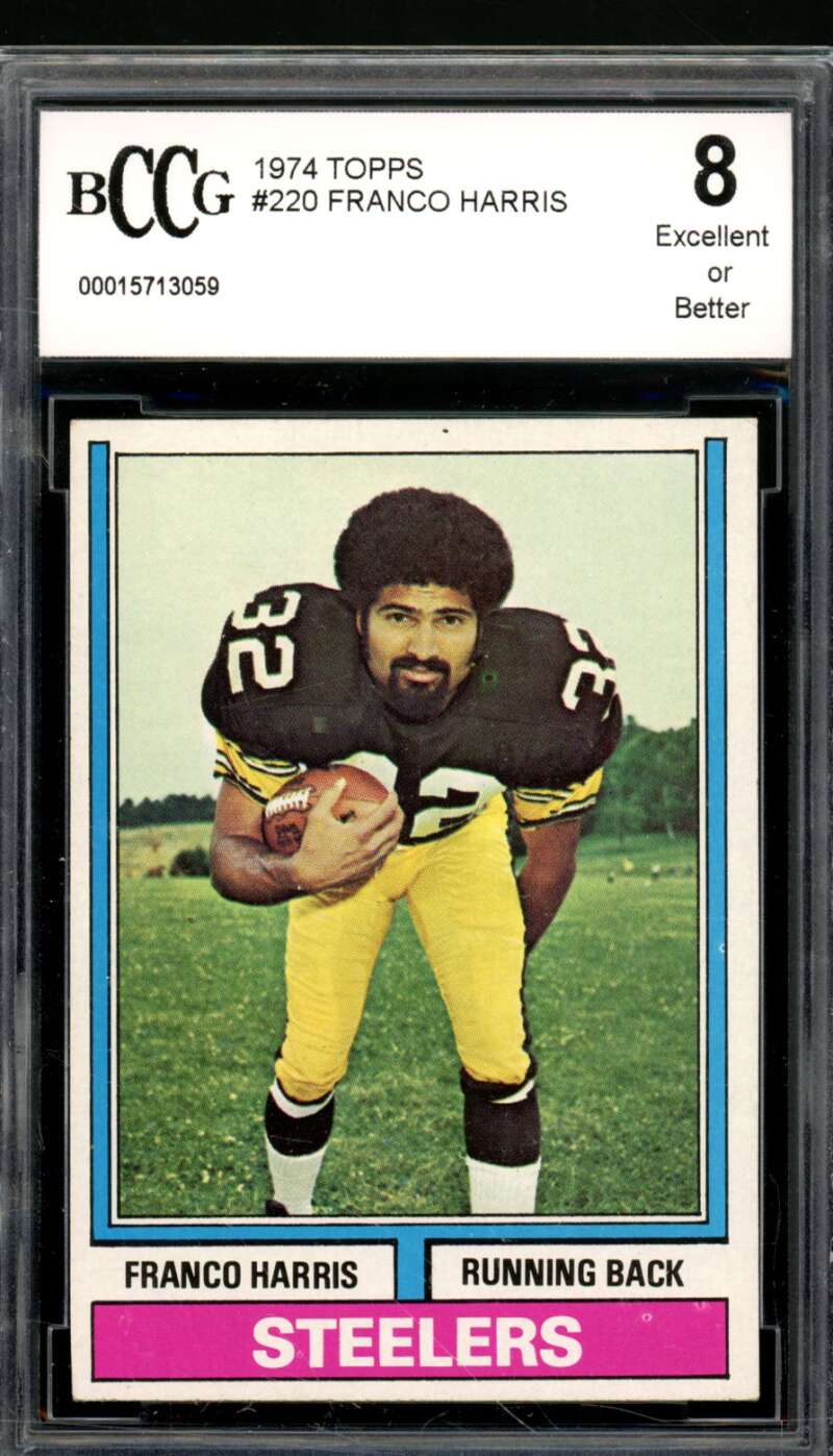 Franco Harris Card 1974 Topps #220 BGS BCCG 8 (read) Image 1