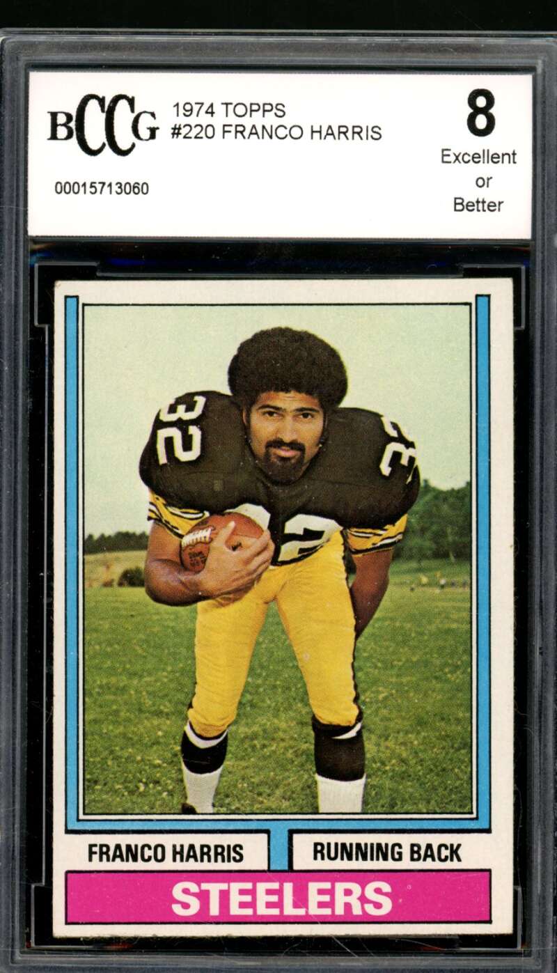 Franco Harris Card 1974 Topps #220 BGS BCCG 8 Image 1