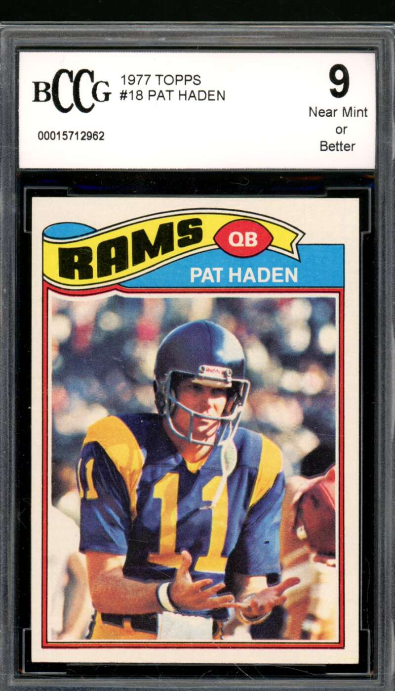 Pat Haden Rookie Card 1977 Topps #18 BGS BCCG 9 Image 1